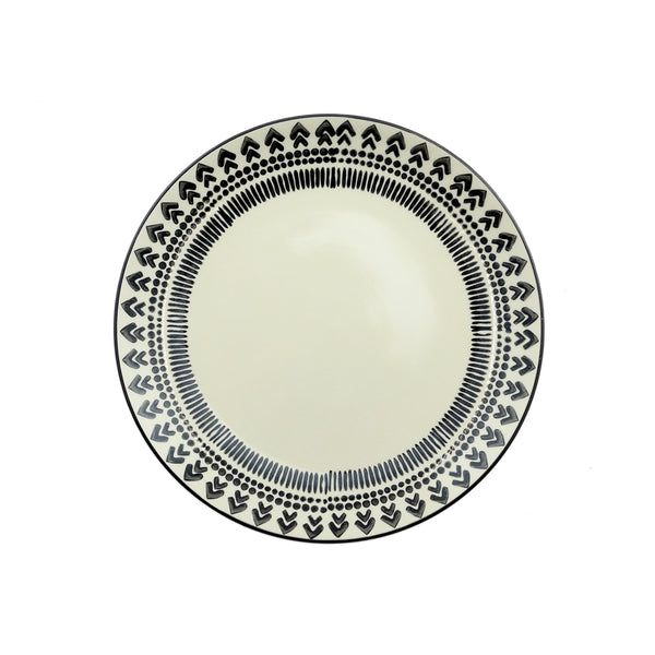 Dinner plate black and white d25cm