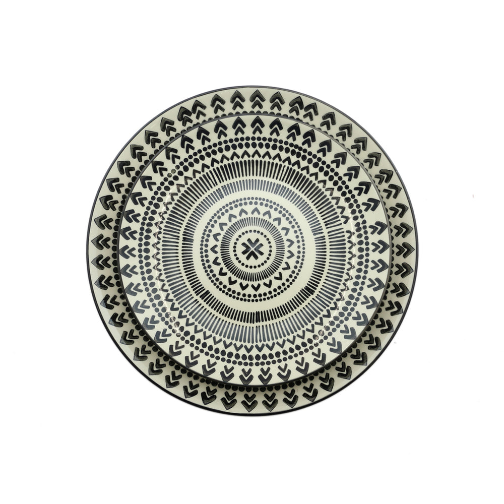Dinner plate black and white d25cm