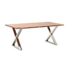Natural Wood And Metal Dining Table (180 cm)