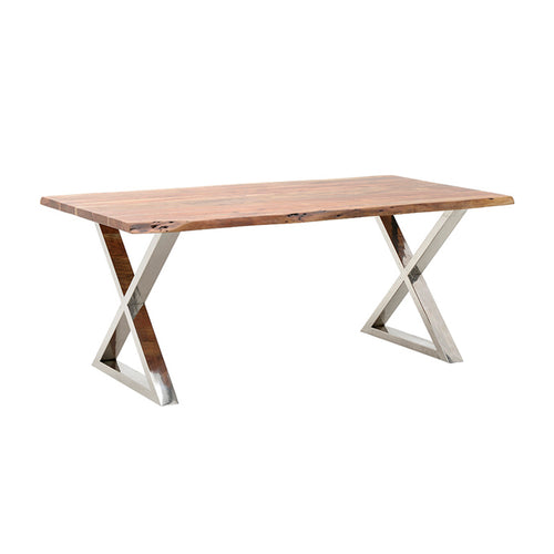 Natural Wood And Metal Dining Table (180 cm)