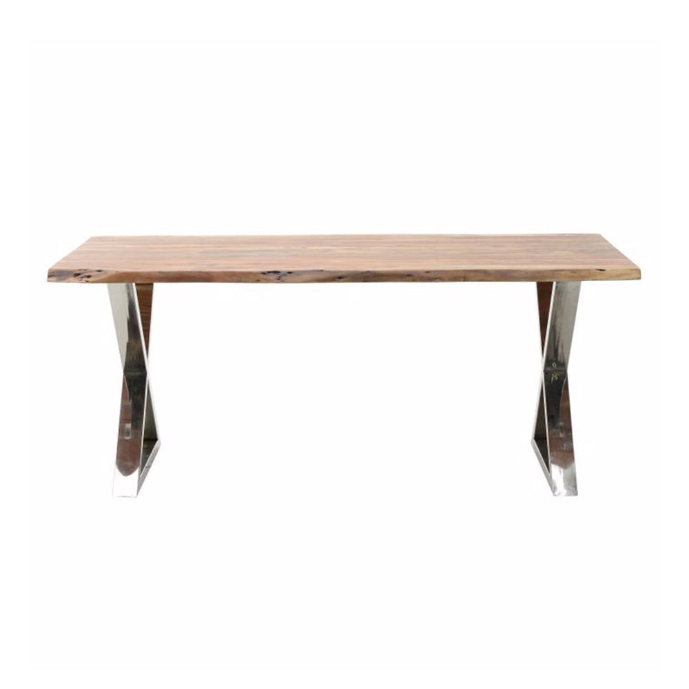 Natural Wood And Metal Dining Table (180 cm)