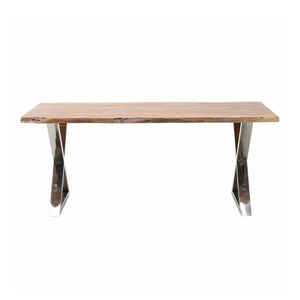 Natural Wood And Metal Dining Table (180 cm)