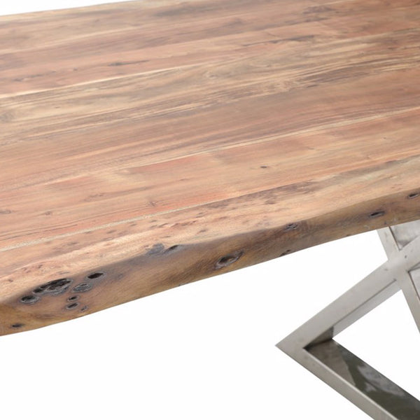 Natural Wood And Metal Dining Table (180 cm)