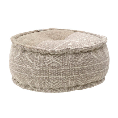 Brown Cream Fabric Poof (50 cm)