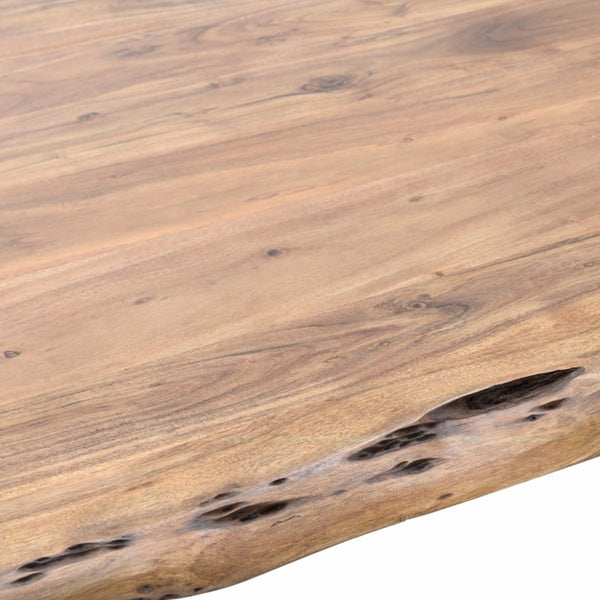 Natural Acacia Wood Table With Metal Legs