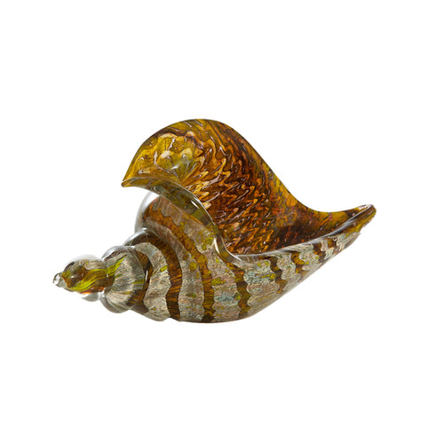 Olive Green Glass Shell Ornament (12 cm)