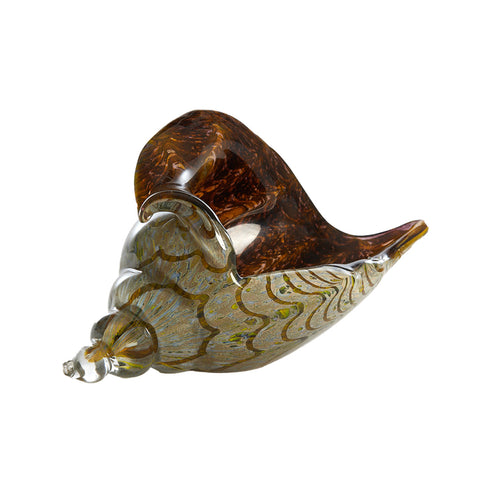 Olive Green Glass Shell Ornament (16 cm)