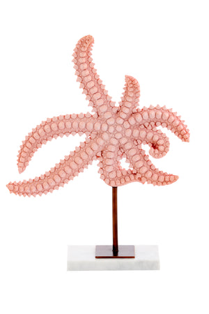 Ornament on base 28x8x36 cm STARFISH light pink+marble white