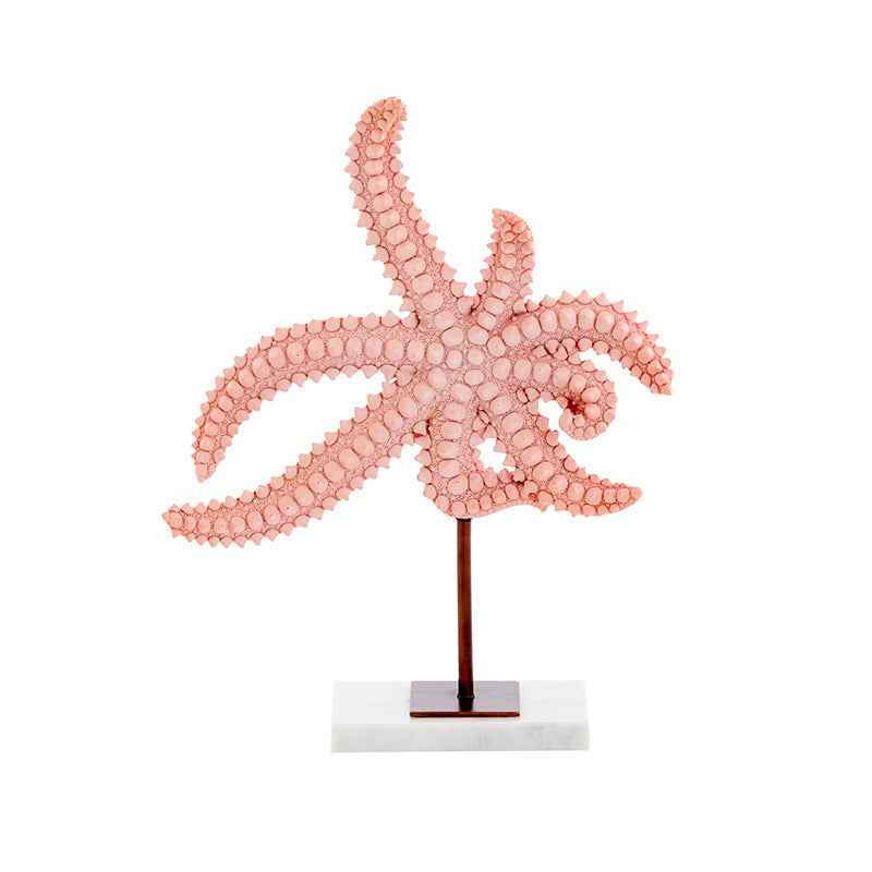 Ornament on base 28x8x36 cm STARFISH light pink+marble white