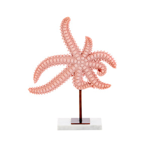 Ornament on base 28x8x36 cm STARFISH light pink+marble white