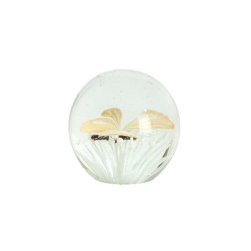 Ornament Ø8x8 cm BUTTERFLY glass cream