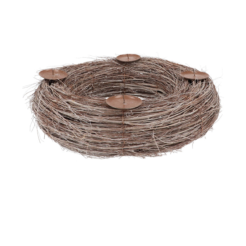 WREATH ELM BRANCHES NATURAL WITH CANDLESTICK 50X12CM