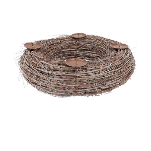 WREATH ELM BRANCHES NATURAL WITH CANDLESTICK 50X12CM