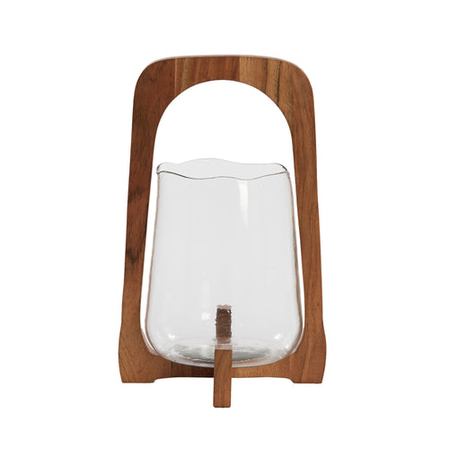 Clear Glass Wood Hurricane (35 cm)