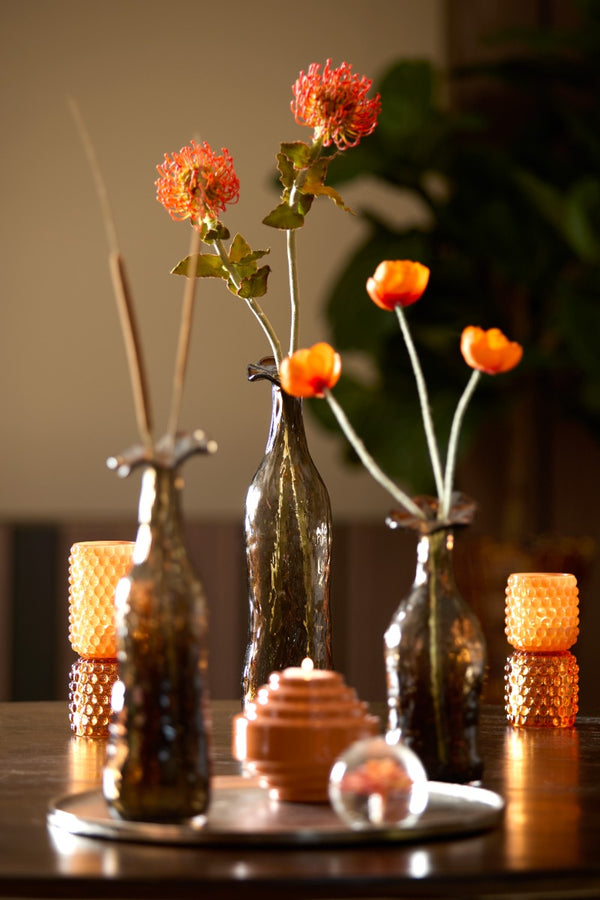 Bublini Orange Glass Tealight On Base (20.5 cm)