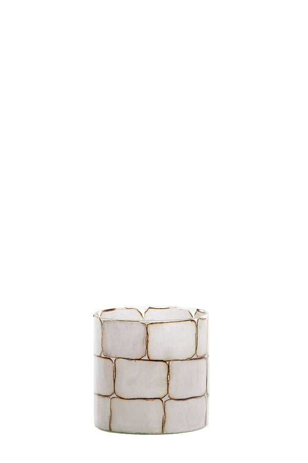 Tealight Ø10x11 cm DRONERO glass clear+white