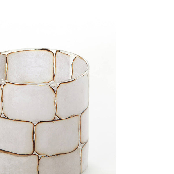 Tealight Ø10x11 cm DRONERO glass clear+white
