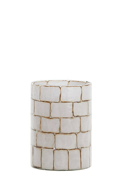 Tealight Ø14x20 cm DRONERO glass clear+white