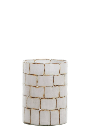Tealight Ø14x20 cm DRONERO glass clear+white