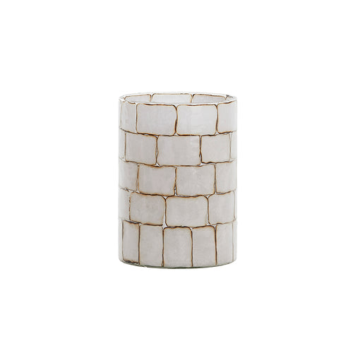 Tealight Ø14x20 cm DRONERO glass clear+white