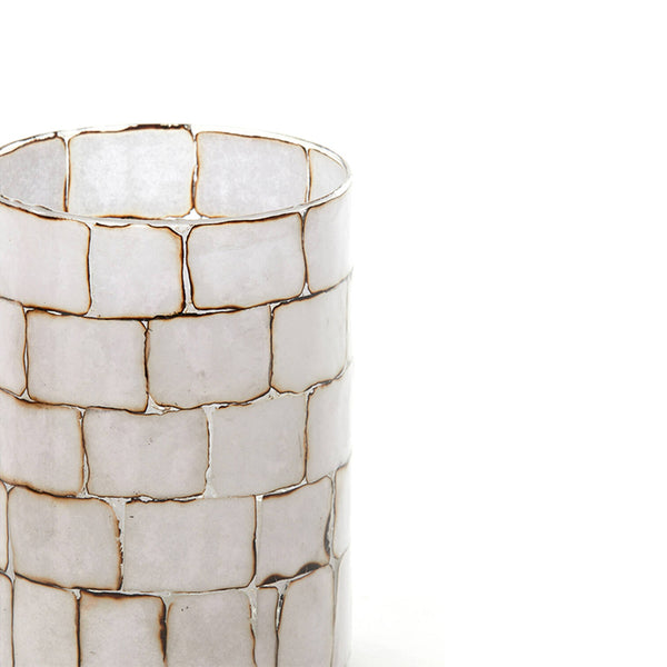 Tealight Ø14x20 cm DRONERO glass clear+white
