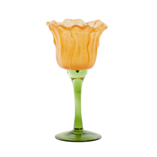 Flowaly Green Yellow Tealight On Base (19 cm)