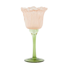Flowaly Green Peach Tealight On Base (19 cm)