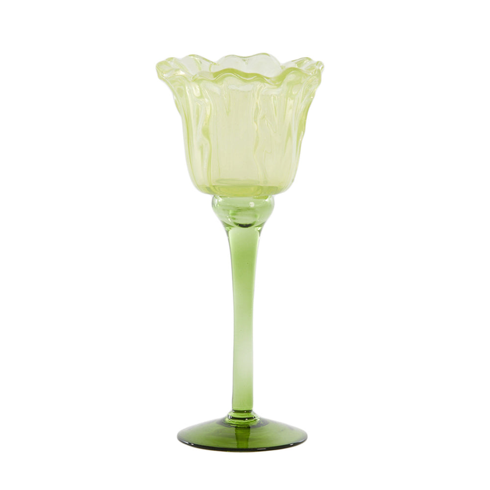 Flowaly Green Light Green Tealight On Base (22.5 cm)