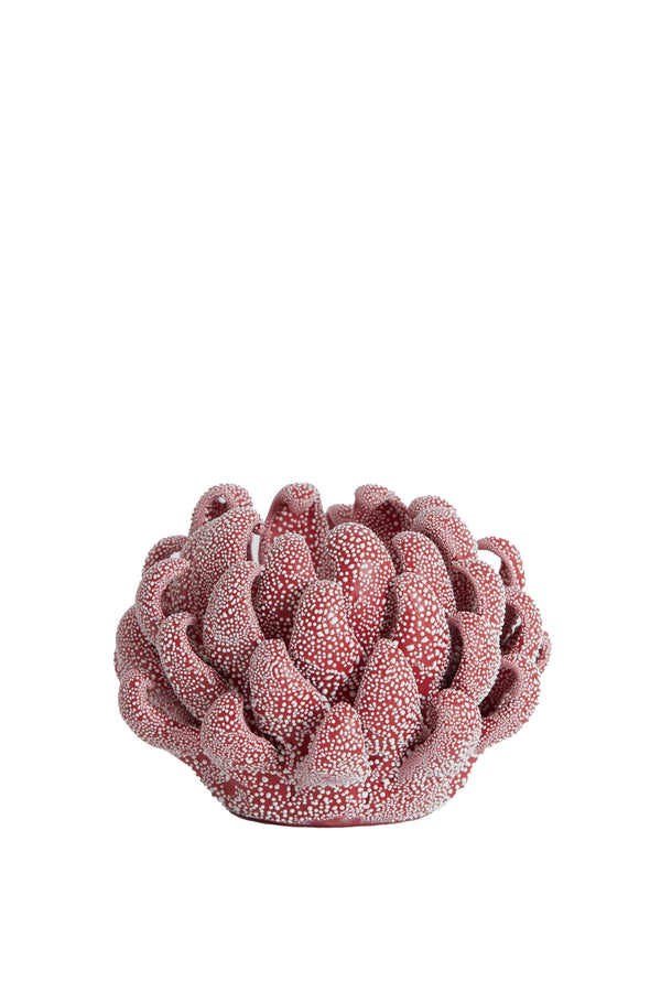 Tealight holder Ø10,5x7,5 cm SERINA porcelain red