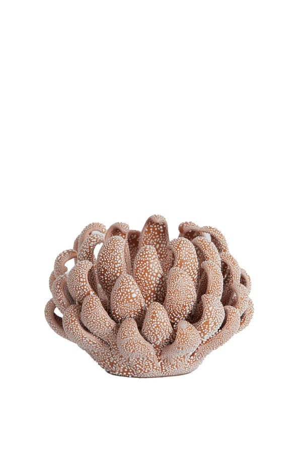 Tealight holder Ø10,5x7,5 cm SERINA porcelain brown