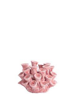 Tealight holder Ø10,5x7,5 cm DELARA porcelain red