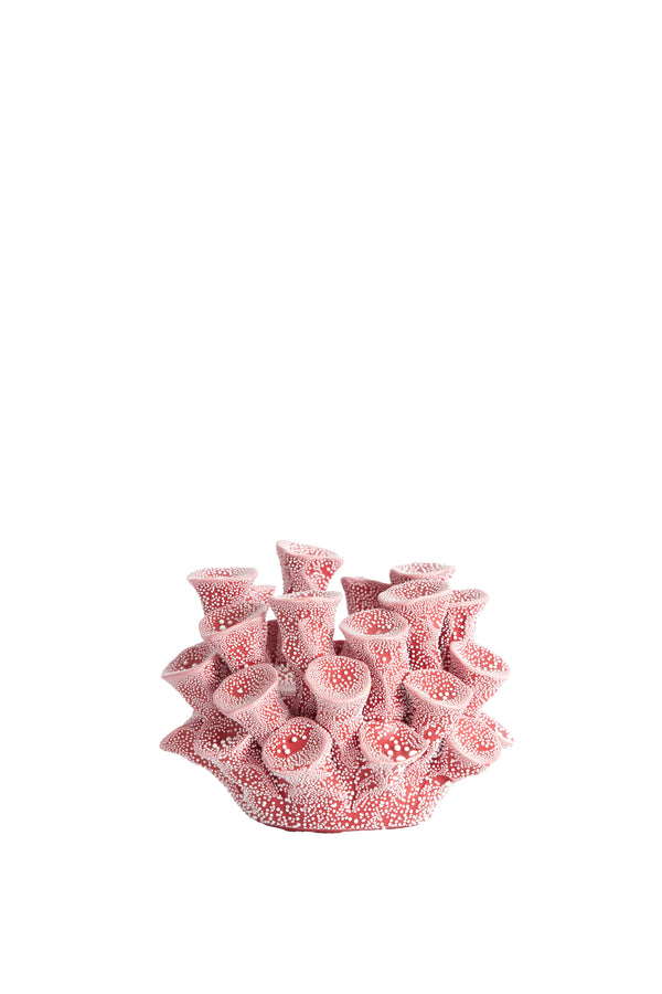Tealight holder Ø10,5x7,5 cm DELARA porcelain red