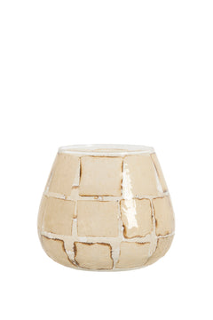 Tealight Ø14x14 cm KUALA glass clear+sand