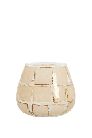 Tealight Ø14x14 cm KUALA glass clear+sand