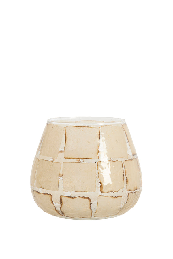 Tealight Ø14x14 cm KUALA glass clear+sand