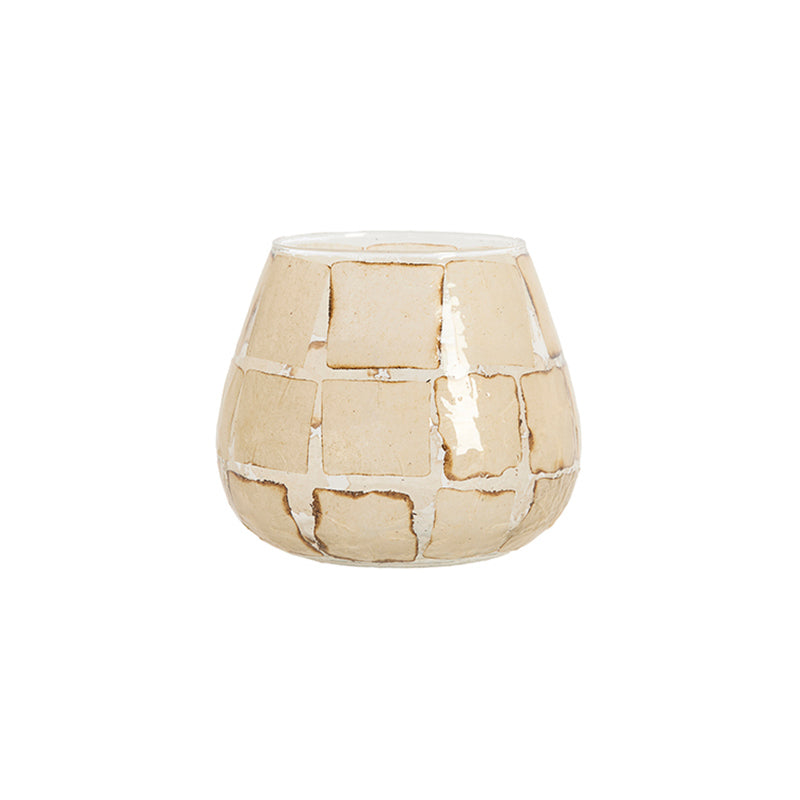 Tealight Ø14x14 cm KUALA glass clear+sand