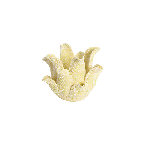 Tealight holder Ø14x8,5 cm KRANA porcelain light yellow