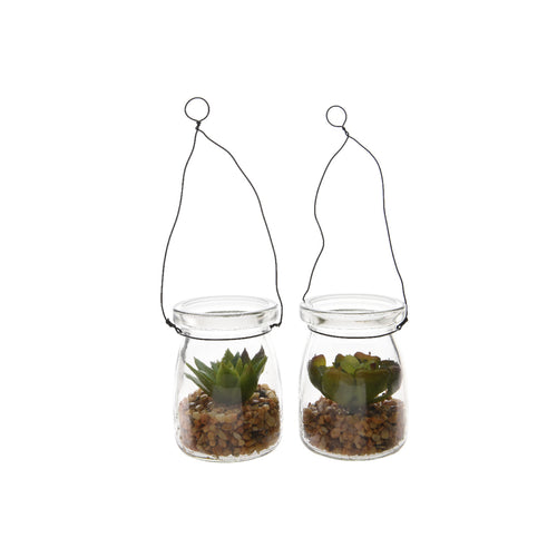 Plastic Succulent In Glass Pot