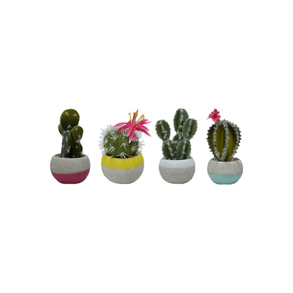 Plastic Cactus In Concrete Pots