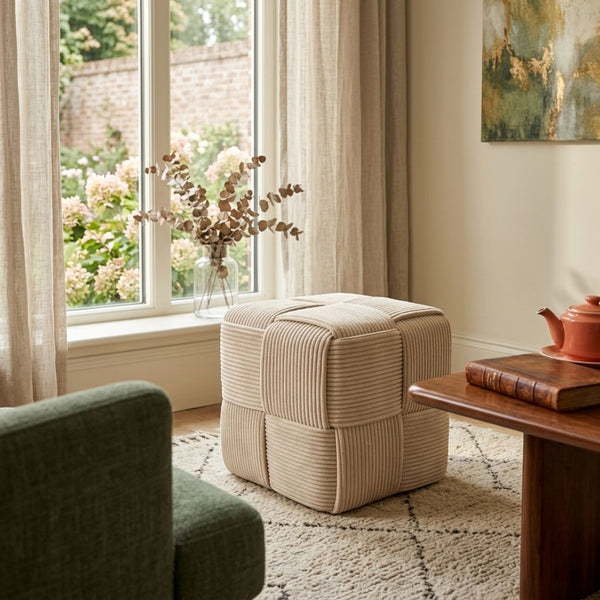 Sand Layered Pouf Ottoman (45 cm)