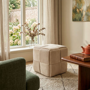 Sand Layered Pouf Ottoman (40 cm)