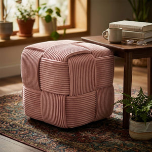 Old Pink Layered Pouf Ottoman (40 cm)