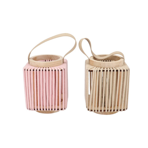 Pink Woven Square Lantern (17 cm)