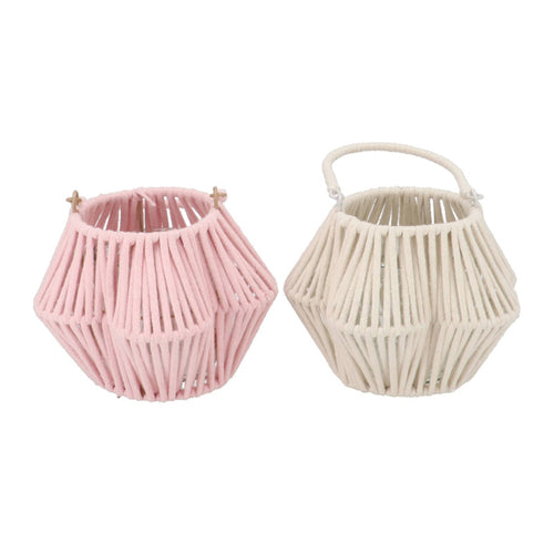 Pink & White Woven Flower Lantern (20 cm)