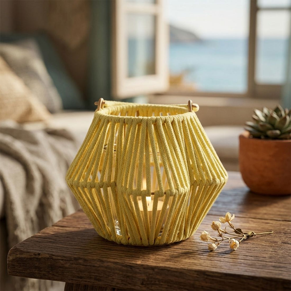Yellow Woven Flower Lantern (20 cm)