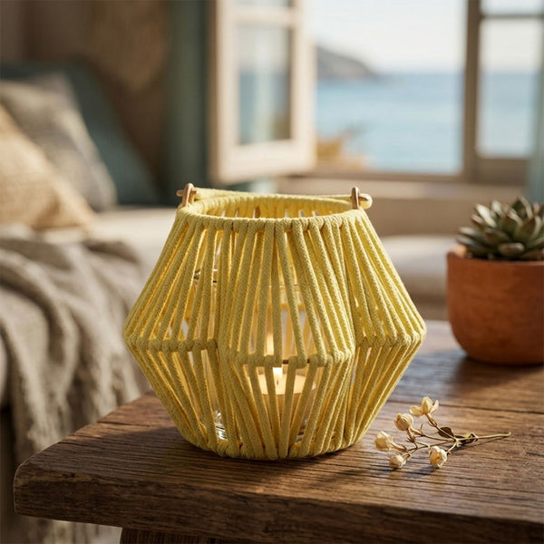Yellow Woven Flower Lantern (20 cm)