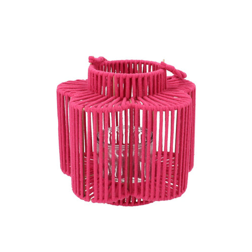 Fuchsia Tall Woven Flower Lantern (20 cm)
