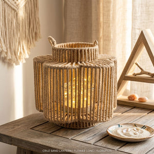 Sand Extra-Tall Woven Flower Lantern (28 cm)