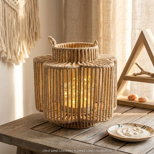 Sand Extra-Tall Woven Flower Lantern (28 cm)