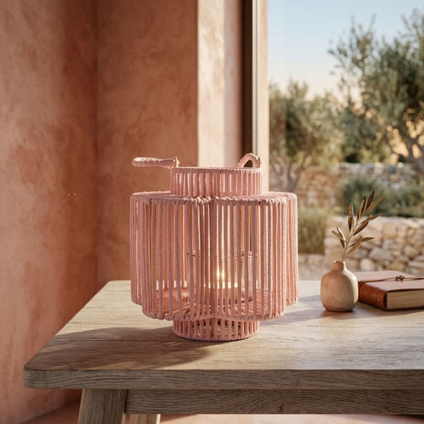 Pink Extra-Tall Woven Flower Lantern (28 cm)